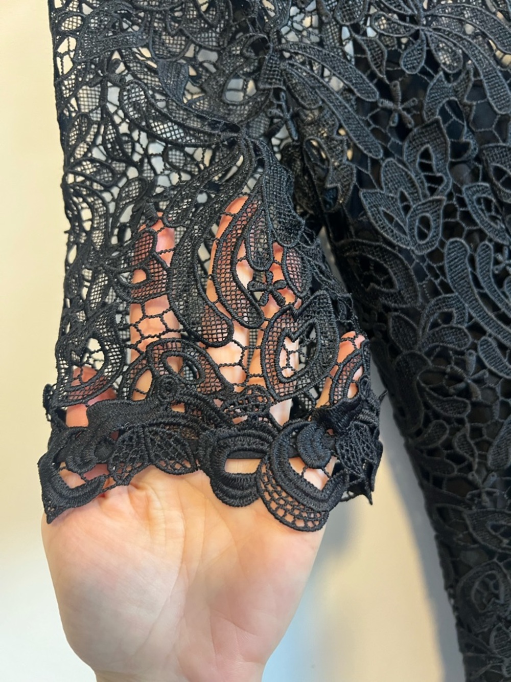 L.K. Bennett Black Floral Lace Short Sleeve Dress - Picture 5 of 8